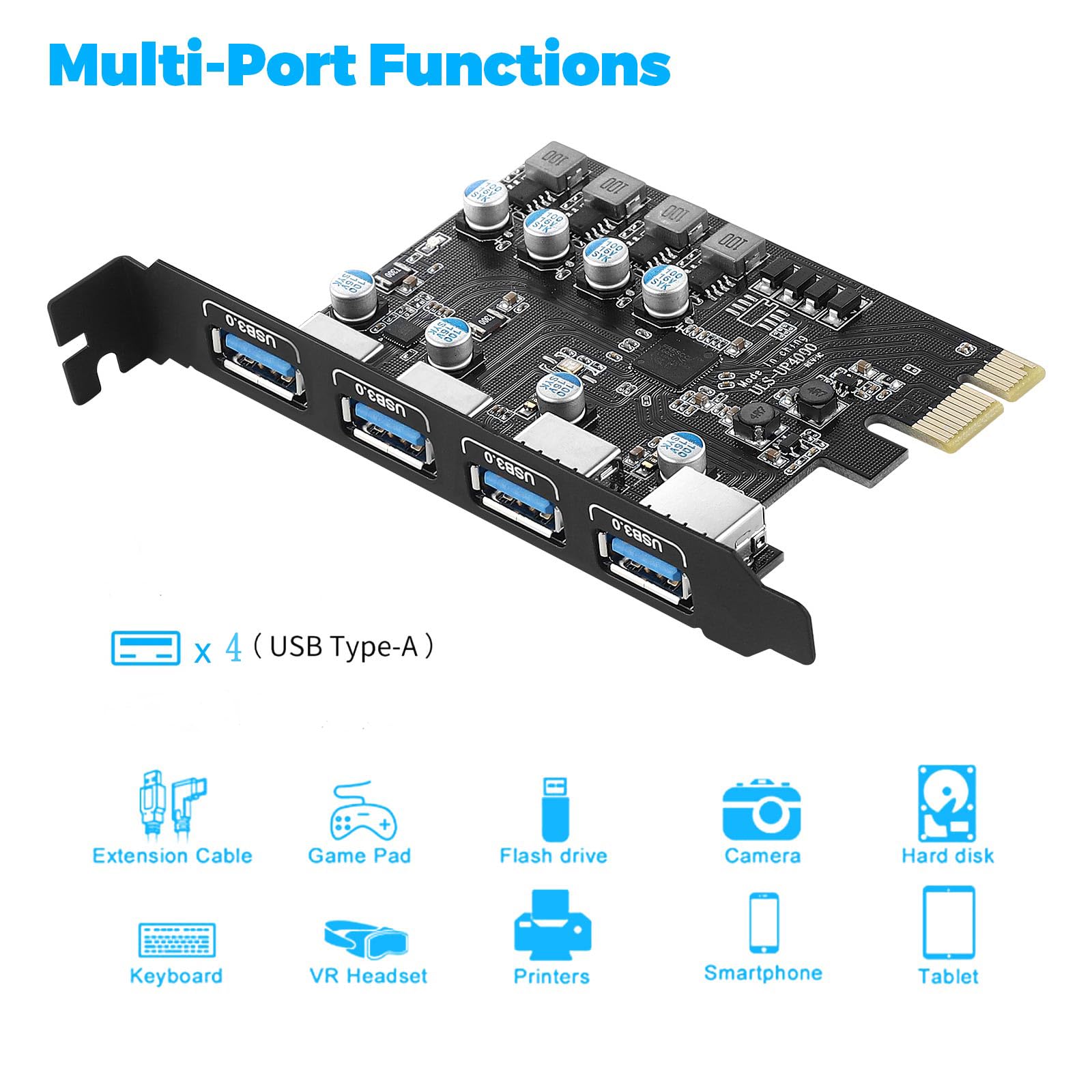 Amazon.com: Sinefine 4 Ports PCI-E to USB 3.0 Expansion Card (4